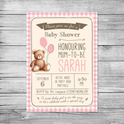 Teddy Bear Themed Baby Shower Ideas Themes Gingham Teddy Bears Picnic Baby Shower Invitations