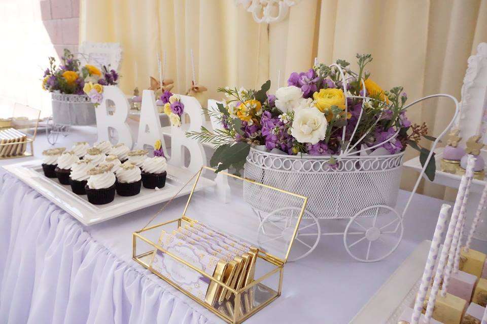 Elegant Yellow and Purple Baby Shower Baby Shower Ideas Themes Games