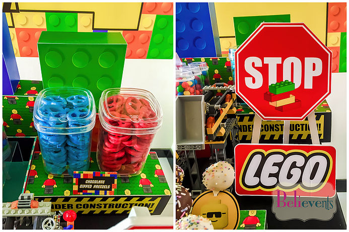 Lego Construction Baby Shower Ideas Themes Lego Construction Baby Shower Colored Pretzels