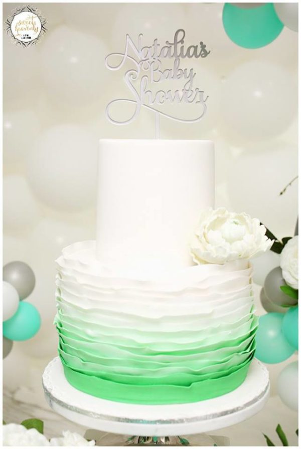 Flowery Green Mint And White Baby Shower Baby Shower