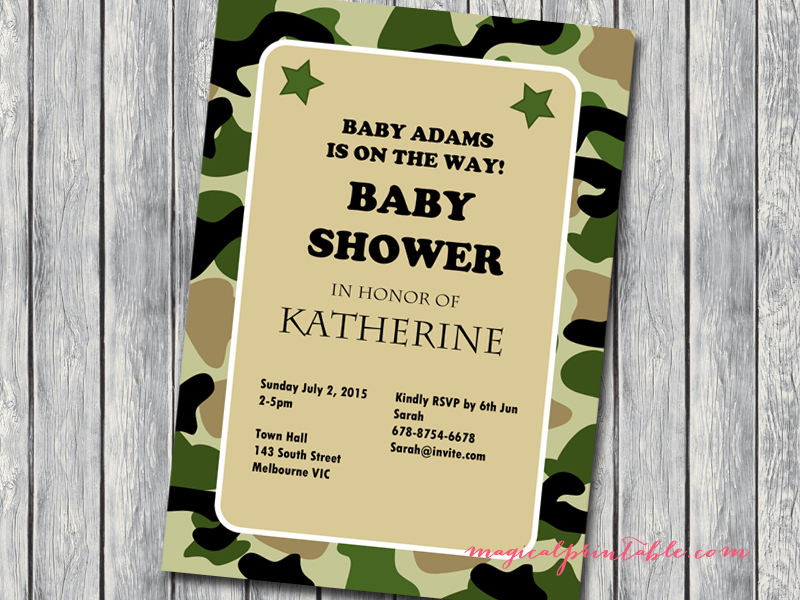 Army Themed Baby Shower Invitations 8